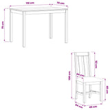 Dining Set 5 pcs Black Solid Oak Wood 3430243