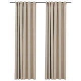 321214 Linen-Look Blackout Curtains with Hooks 2 pcs Beige 140x245 cm