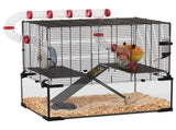 Gerbil Cage Dwarf Hamster Cage, with Deep Glass Bottom, Tunnels, Hut, Exercise Wheel, 60 x 40 x 57cm T3398P350094