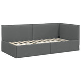Corner Bed Frame with Headboard Dark grey 90 x 190 cm Fabric 42016456