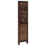 Room Divider 4 Panels Dark Brown Solid Wood Paulownia 358705