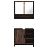 2 Piece Bathroom Furniture Set Brown Oak Engineered Wood 3300939