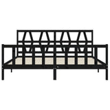 Bed Frame without Mattress Black 200x200 cm Solid Wood Pine 3192515