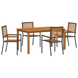 Garden Dining Set 5 pcs Black Solid Acacia Wood 3365517