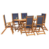 7 Piece Garden Dining Set Solid Wood Acacia and Textilene 3279298