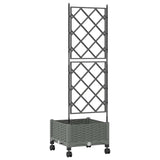 Garden Planter with Trellis&Wheels Light Grey PP 3422937