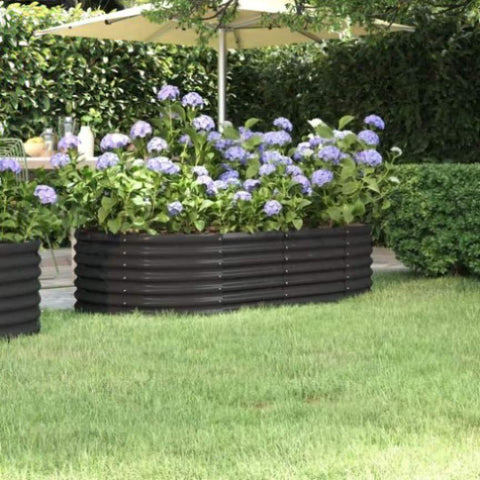 ZNTS Garden Raised Bed Powder-coated Steel 152x80x36 cm Anthracite 318916