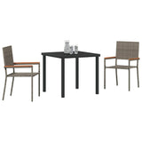 Garden Dining Set with Cushion 3 pcs Grey Poly Rattan 3379709