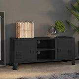 TV Cabinet Black Metal Medium TV Cabinet Rectangular 339618