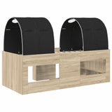 Bed with Tunnel 3 pcs Sonoma Oak and Black Engineered Wood 3423568