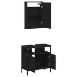 ZNTS 2 Piece Bathroom Furniture Set Black Engineered Wood 3214775