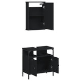 ZNTS 2 Piece Bathroom Furniture Set Black Engineered Wood 3214775