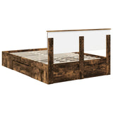 Bed Frame Smoked Oak 140 x 200 cm Engineered Wood 3408757