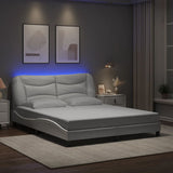 Bed Frame with LED without Mattress "Hvar" White 160x200 cm 3213942