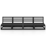Garden 4-Seater Sofa Black Solid Pinewood 3075343