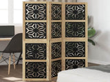 Room Divider 3 Panels Brown and Black Solid Wood Paulownia 358797
