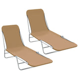 Sunlounger Set of 2 Taupe Powder-coated steel 44303
