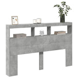 Headboard Cabinet with LED Concrete Grey 160x17x102 cm 839206