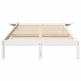 Bed Frame White 135 x 190 cm Solid Pine Wood 873197
