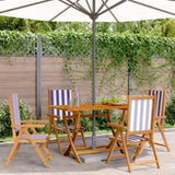 Reclining Garden Chairs 4 pcs Blue and White Fabric and Solid Wood 3214553