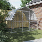 Dog Cage with Roof and Door Silver Galvanised Steel 3294908