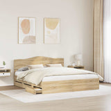 Bed Frame with Drawer Sonoma Oak 200 x 200 cm Engineer Wood 3412972