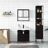 3 Piece Bathroom Furniture Set Black Engineered Wood 3214675
