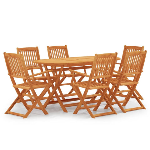 ZNTS 7 Piece Folding Outdoor Dining Set Solid Eucalyptus Wood 3087155