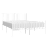 Metal Bed Frame without Mattress with Footboard White 160x200cm 350952