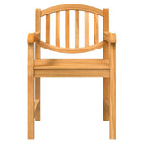 Garden Dining Set Natural Teak 7 Piece Stackable Rectangular 3157928