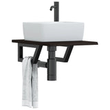 Basin Shelf Wall Mounted Steel and Solid Wood Oak 3302579
