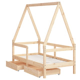 Kids Bed Frame with Drawers 70x140 cm Solid Wood Pine 834471