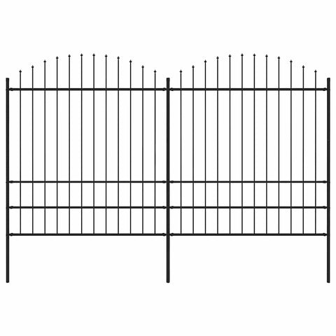 Garden Fence with Spear Top Steel 359x200 cm Black 277749