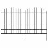 Garden Fence with Spear Top Steel 359x200 cm Black 277749