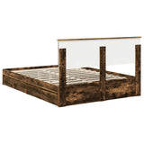 Storage Bed with Drawer Smoked Oak 140 x 200 cm Engineered Wood 3410795