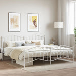 Metal Bed Frame without Mattress with Footboard White 200x200cm 373863
