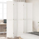 Room Divider 5 Panels White Solid Wood Paulownia 358840