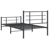Bed Frame Black Powder-Coated Steel 107x203 cm Metal Bed Frame 355575