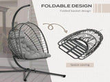 Outdoor PE Rattan Swing Chair with Foldable Basket and Cushion, Garden Patio Hanging Egg Chair with T3398P325254
