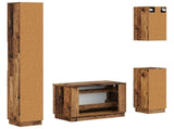 4 Piece Bathroom Cabinet Set HOORN Old Wood Engineered Wood 3417961