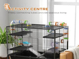 Large Hamster Cage, Gerbil Cage with Tubes, Storage Shelf, Ramps, Platforms, Running Wheel - Black T3398P350098