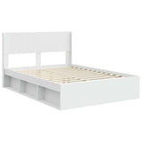 Bed Frame with Storage and Headboard White 140 x 190 cm 3414211