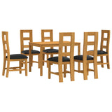 Dining Set 7 pcs Black Solid Oak Wood 3430267