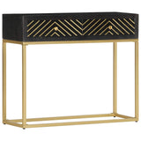 Console Table Black and Gold 90x30x75 cm Solid Mango Wood 286518
