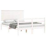 ZNTS Bed Frame without Mattress White 140x190 cm Solid Wood 3195202