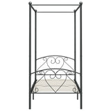 284440 Canopy Bed Frame without Mattress Grey Metal 90x200 cm