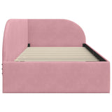 Corner Bed Frame with Headboard Pink 100 x 200 cm Velvet 42016659