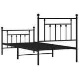 Bed Frame Black Steel Single Bed Frame Rectangular Industrial 353548