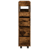 Narrow Bathroom Cabinet with Wheels Smoked Oak Engineered Wood 855272
