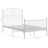 Bed Frame White Powder-coated metal Double Durable Bed Frame 324848